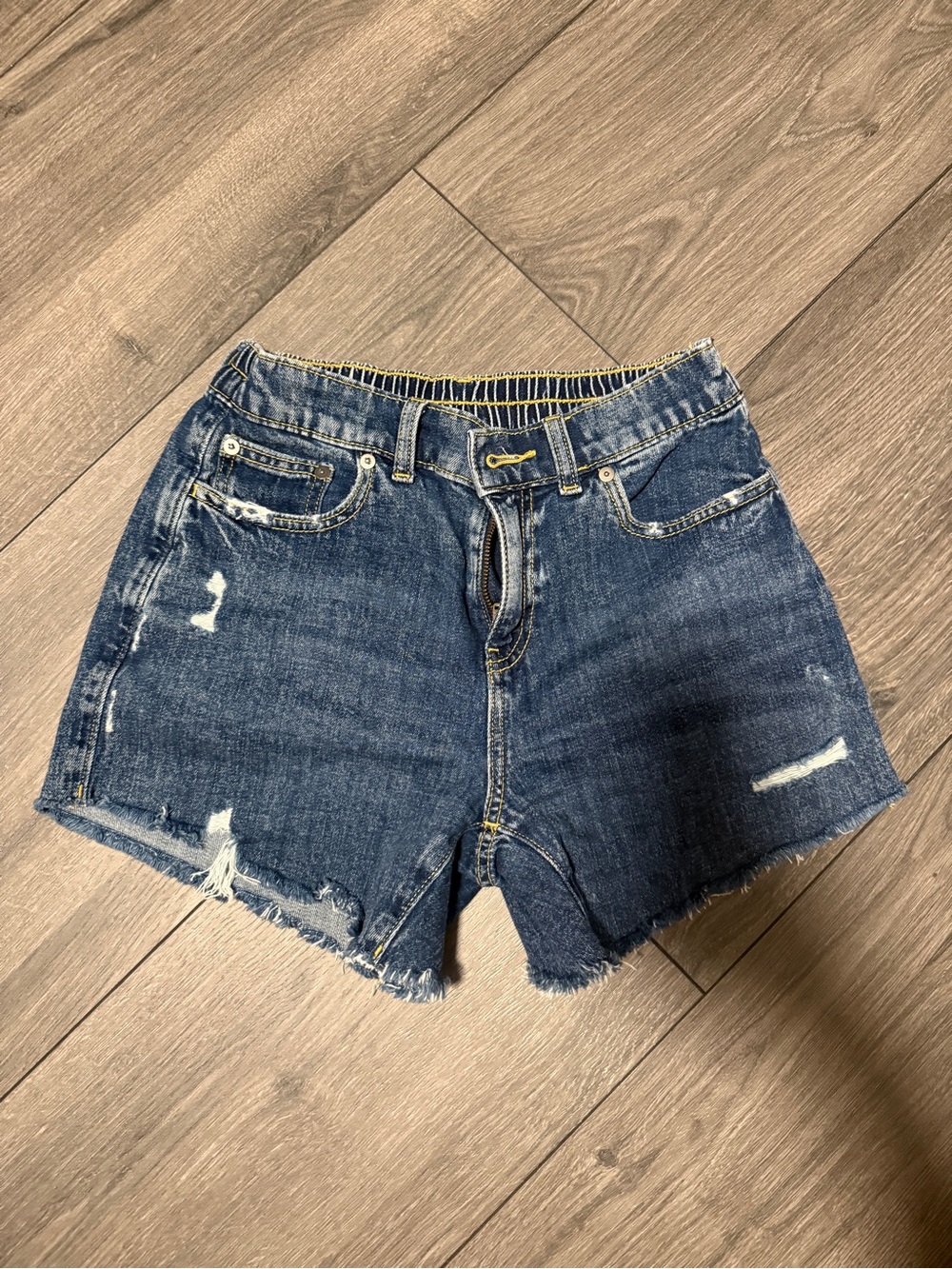 aerie Dark Blue Distressed Denim Shorts